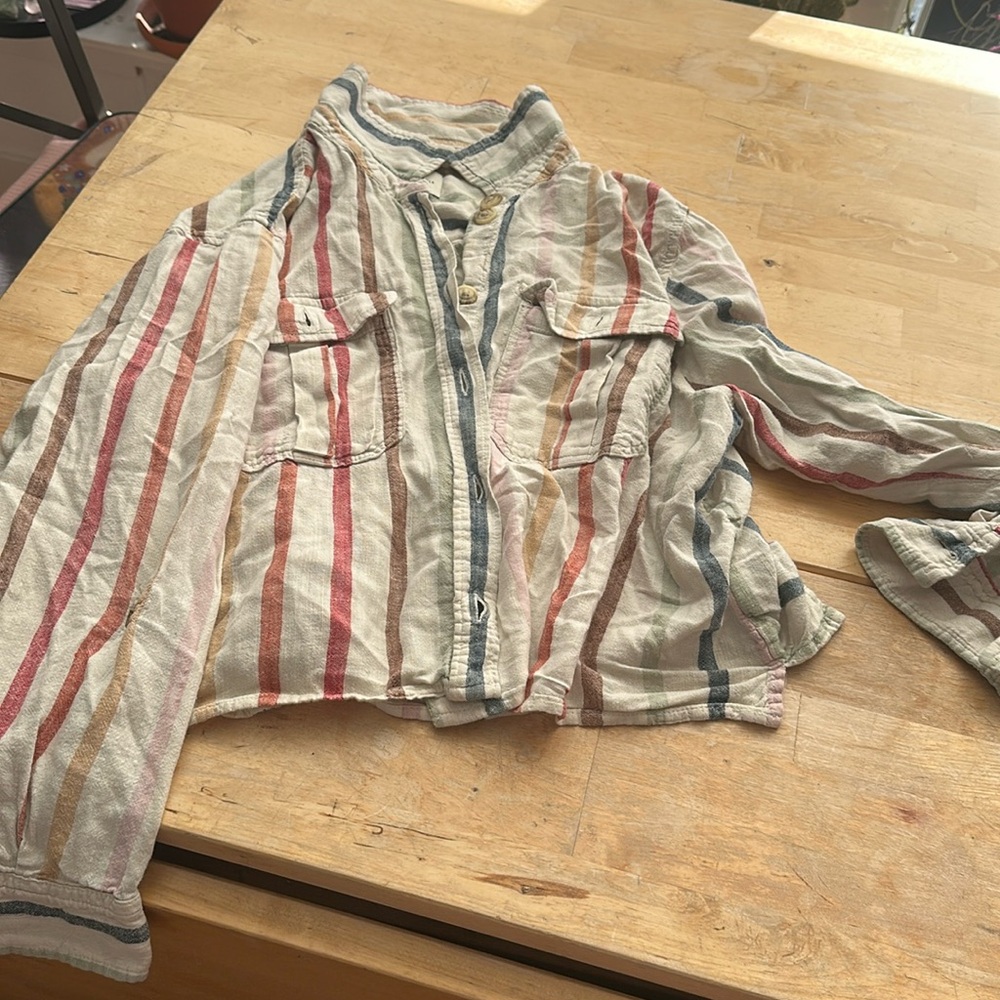 Striped linen button down